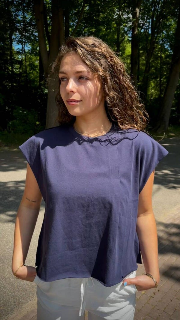 Tshirt Pat Detailed - Navy
