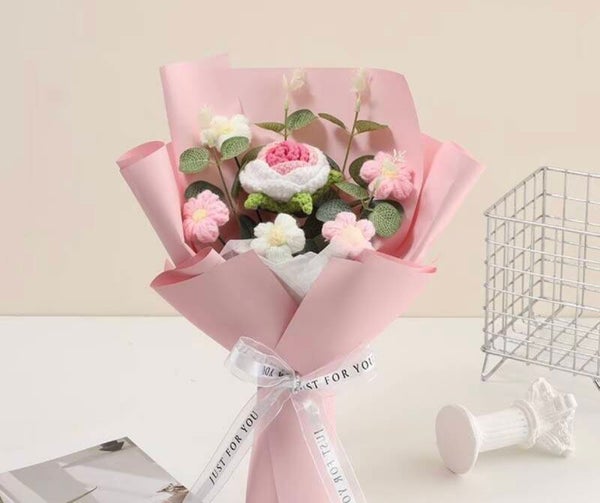 Blush Bloom Crochet Bouquet