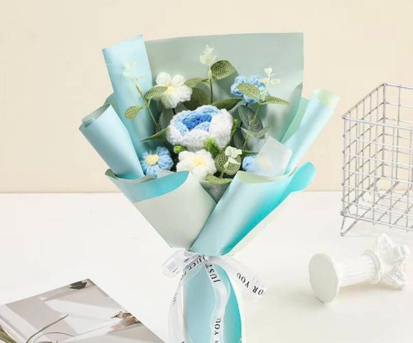 Blue Charm crochet bouquet