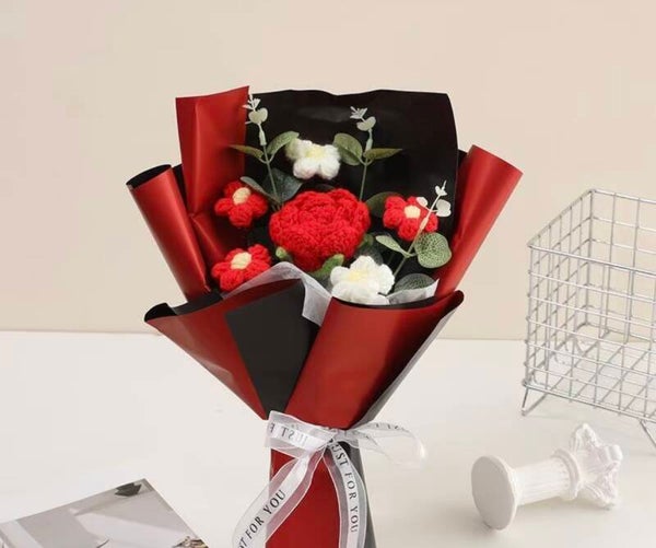 Cherry Bloom Crochet Bouquet