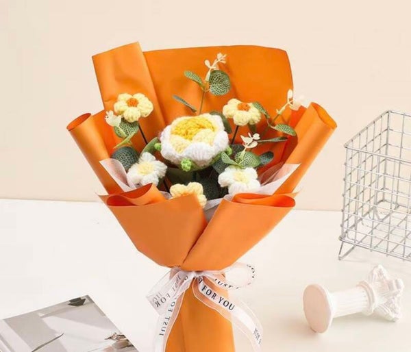 Tangerine bloom crochet bouquet