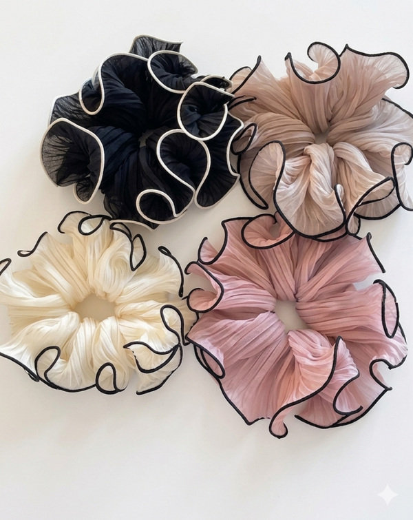 Chiffon lace scrunchies - 2 per pack