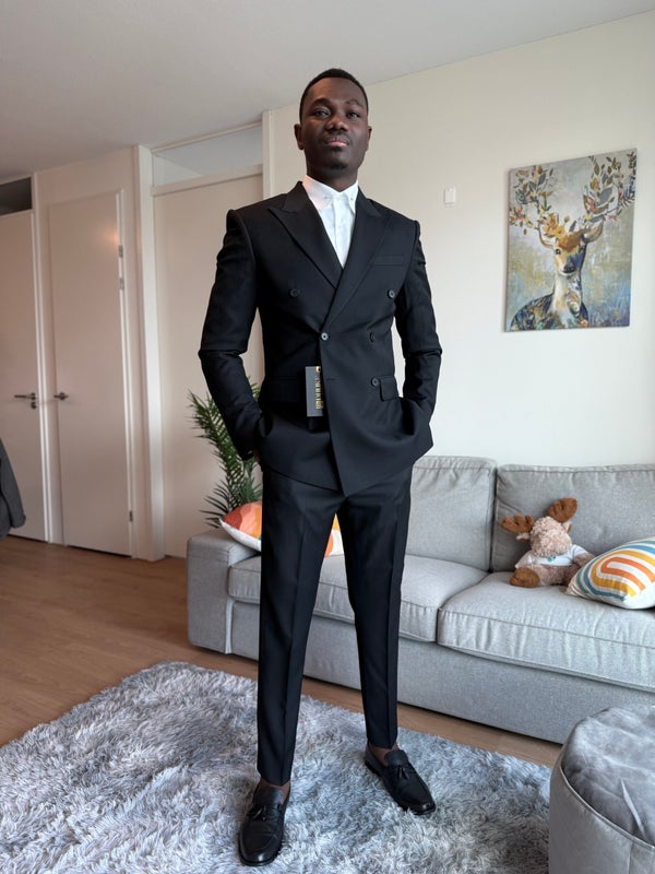 Double Breasted Black Cashmere bespoke suit by Dhuke Collectibles Arnhem