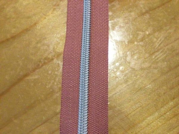 Rits aan 1 meter oud roze  zilver
