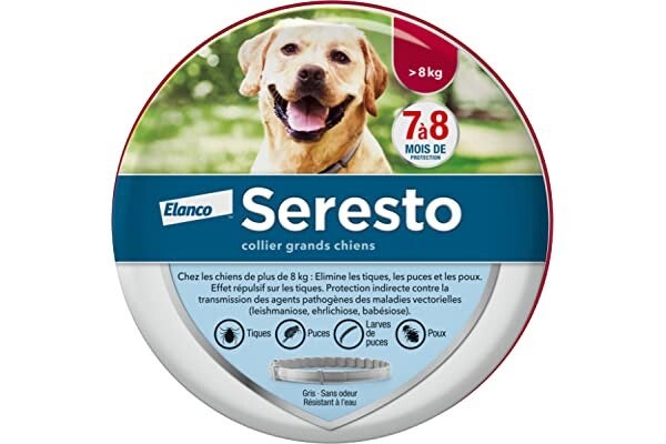 Elanco SERESTO Chien – Collier Anti-Puces et Anti-Tiques pour Grands Chiens - 8KG Et Plus
