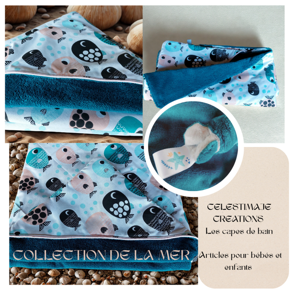 Cape de bain pour bébé "Poissons "