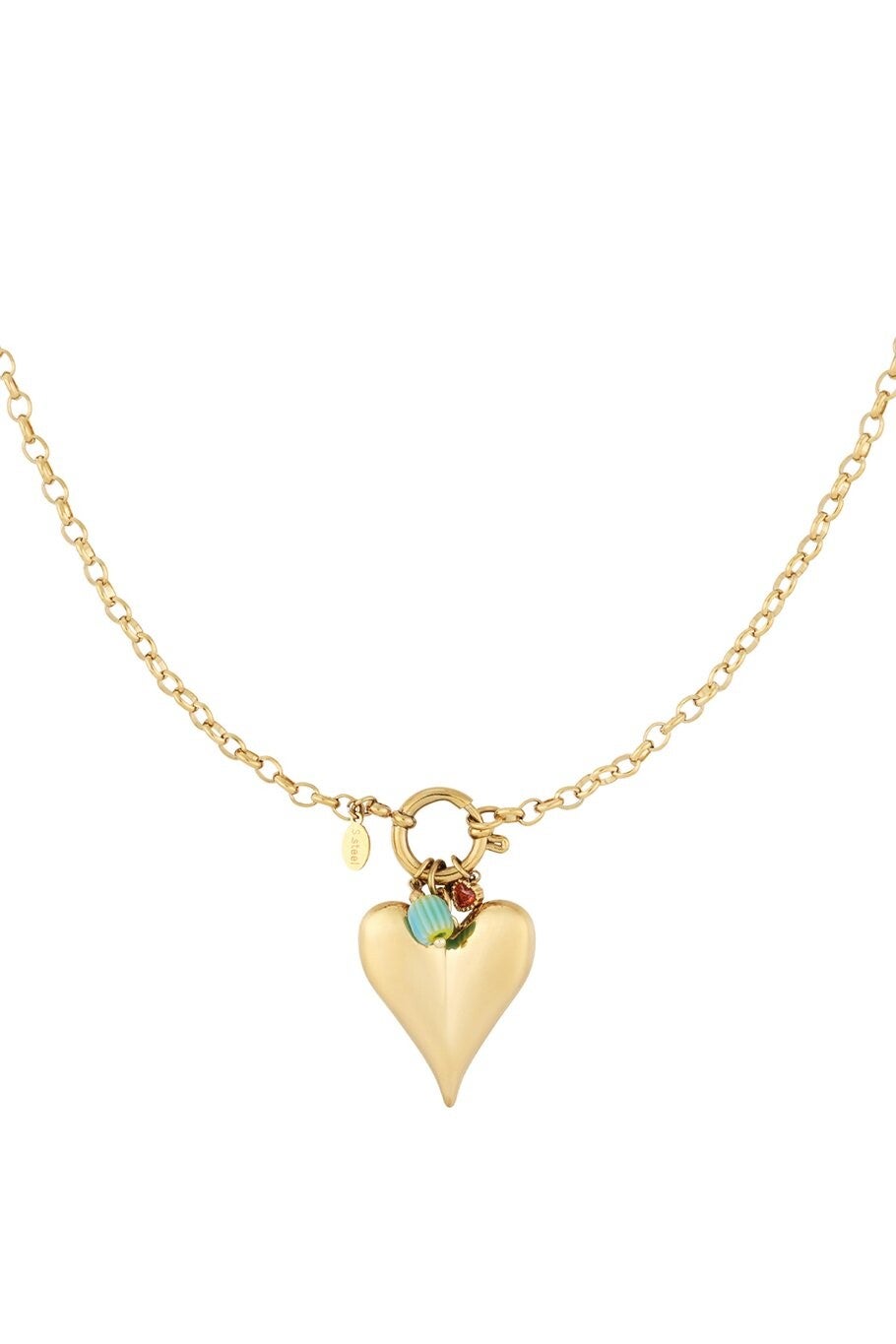 Big heart ketting goud