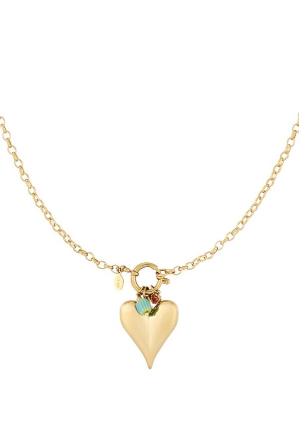 Big heart ketting goud