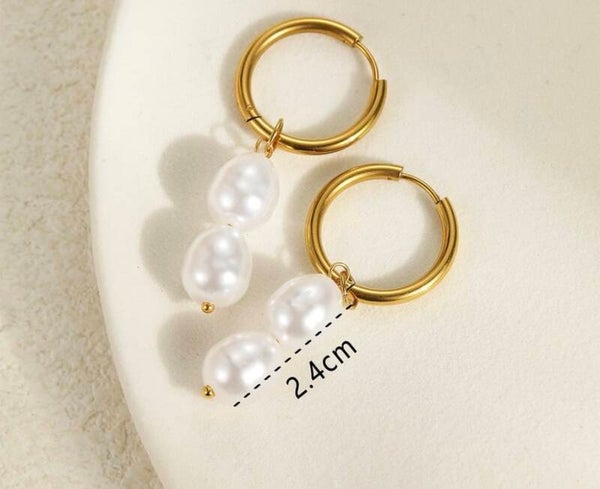 Bead pearl oorbellen goud