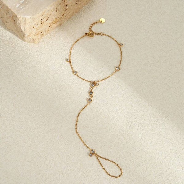 Diamond hand chain goud