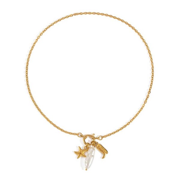 Starfish pearl ketting goud