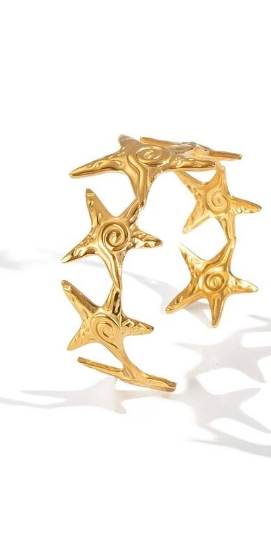 Starfish cuff armband goud