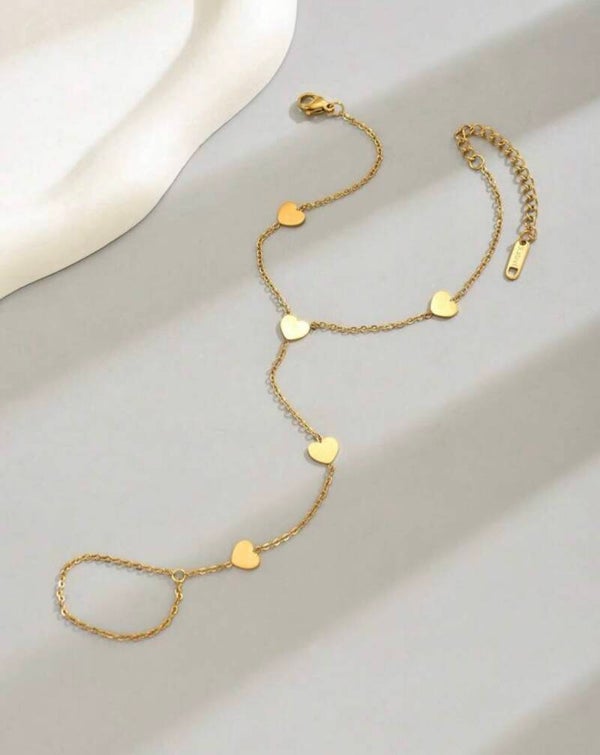 Heart hand chain goud