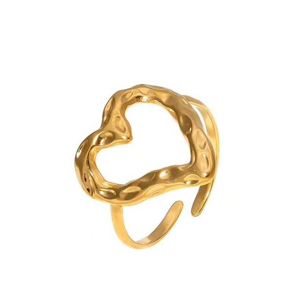 Open heart ring goud