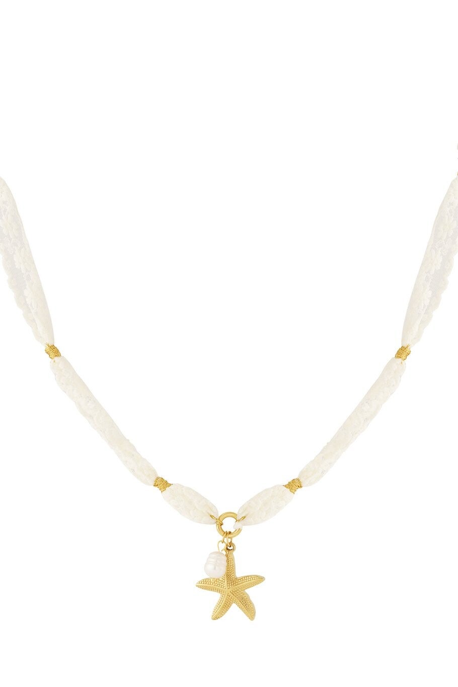 Seastar & pearl ketting goud