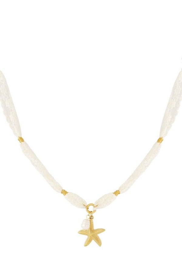 Seastar & pearl ketting goud