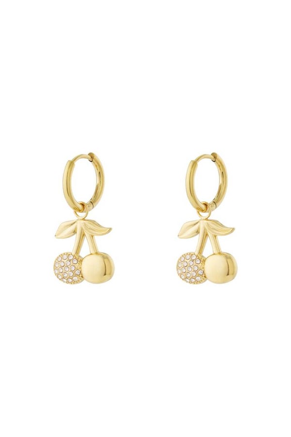 Cherry sparkle oorbellen goud