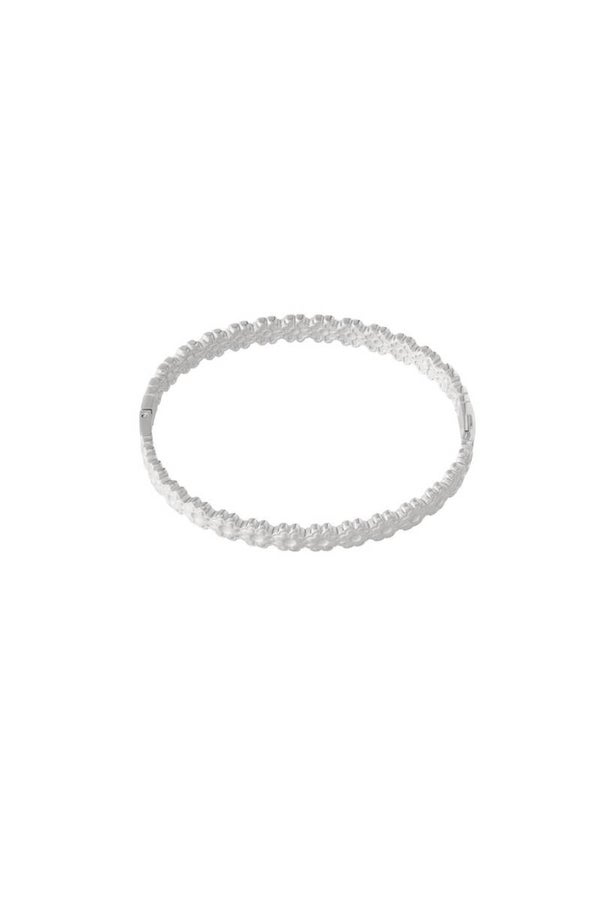 Mini flower bangle zilver