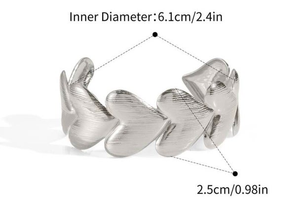 Heart cuff armband zilver