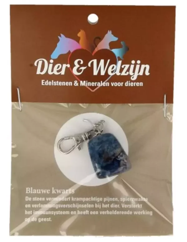 Dier & Welzijn halsband hanger Blauwe kwarts