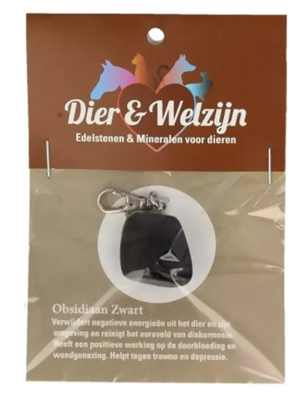 Dier & Welzijn halsband hanger Obsidiaan Zwart