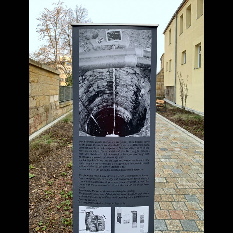 Rekonstruierter Brunnen am Archäologischen Rundgang, Bayreuth
