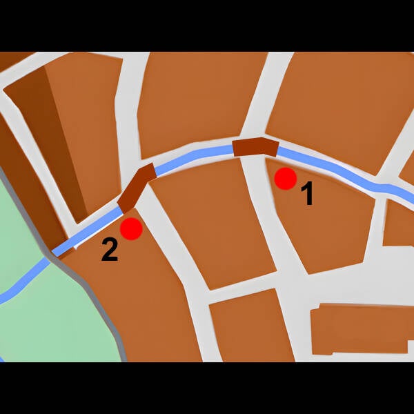 Lage der Badhäuser am Tappert-Seitenarm