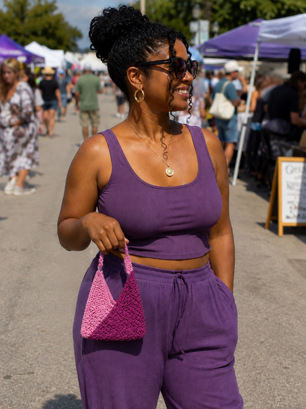 Cotton purple small market bag