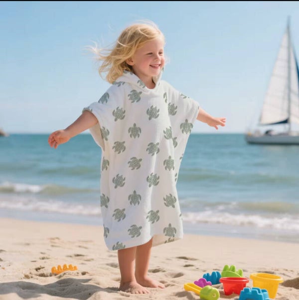 Kind Badcape met muts