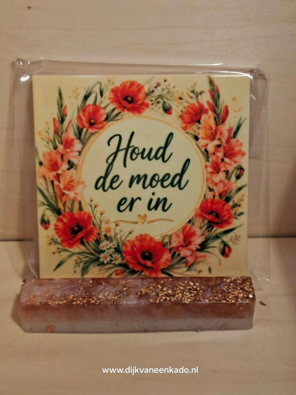 Houd de moed er in tegel