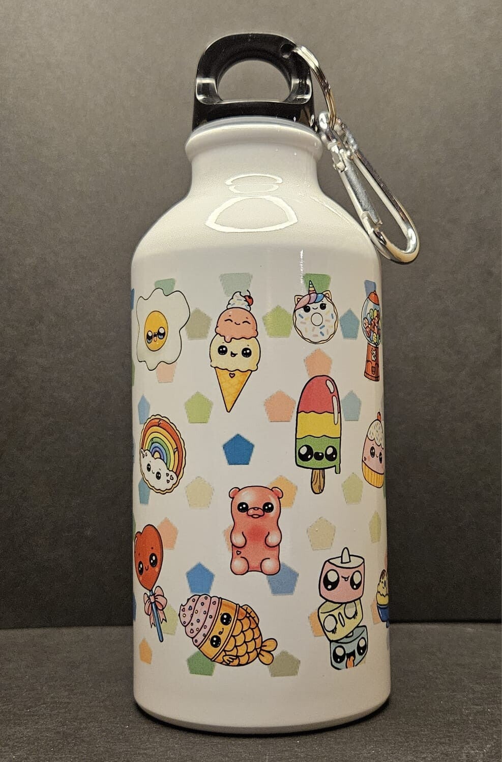 Waterfles speels bedrukt met lekkere dingen