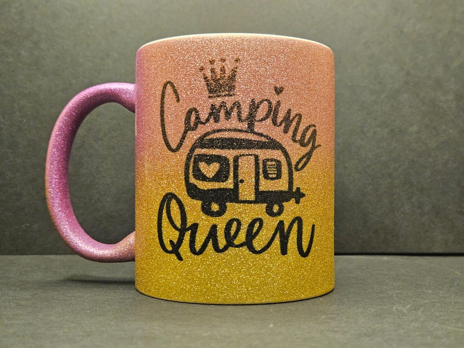 Glitter beker Camping Queen