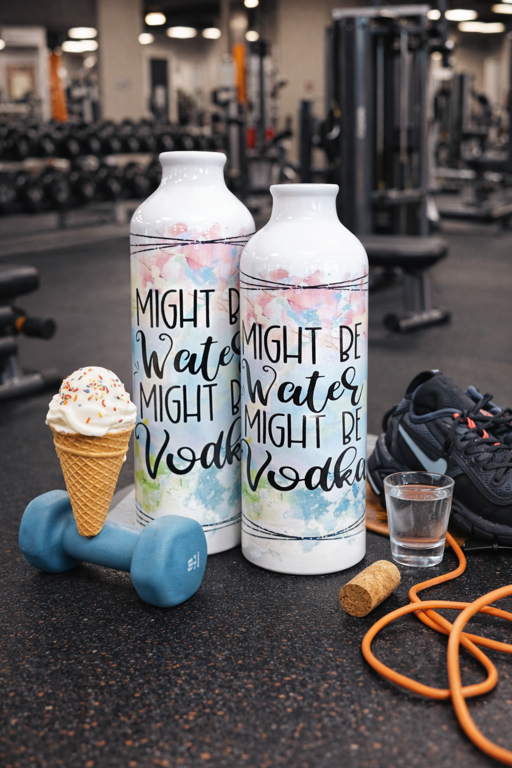 Bedrukte waterfles Water of wodka