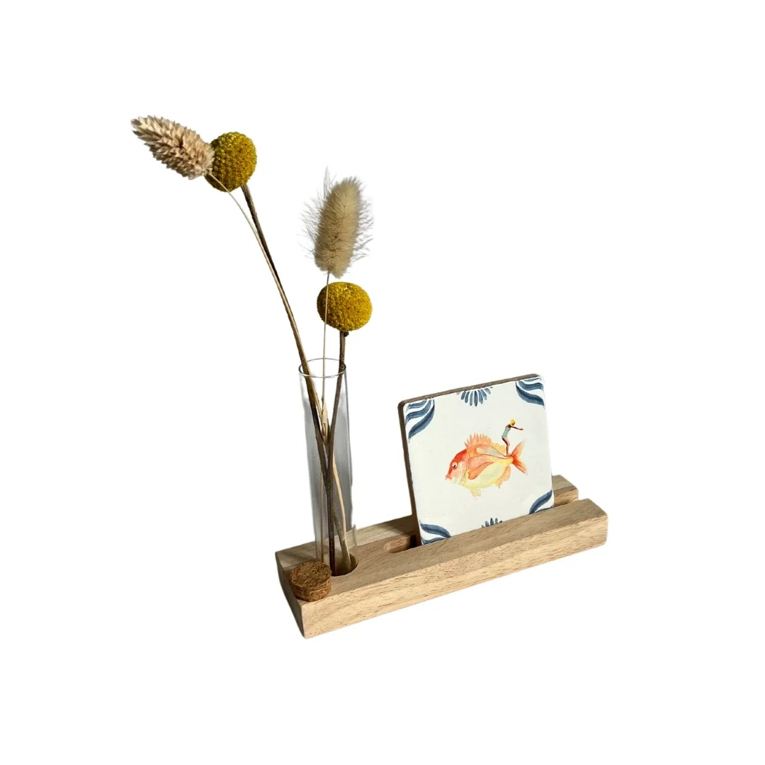 Houten tegelhouder met buis