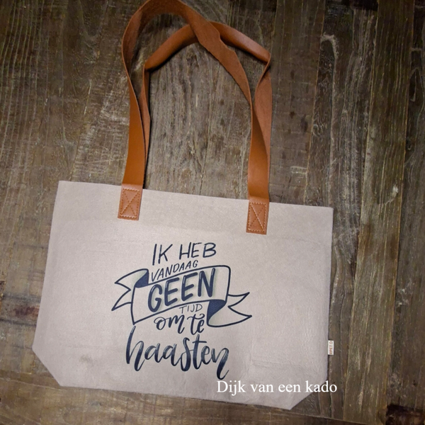 Vilten tas met lange hengsels: Ik heb vandaag geen tijd om te haasten