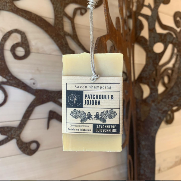 Biologische Shampoo zeep Patchouli & Jojoba > alle haartypes van savonnerie buissonnière