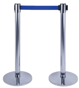 Colonna Inox con nastro retraibile / Blu / cm.36 / h cm.95 / 2Mt. / 1 pezzo / ALFAALFA /