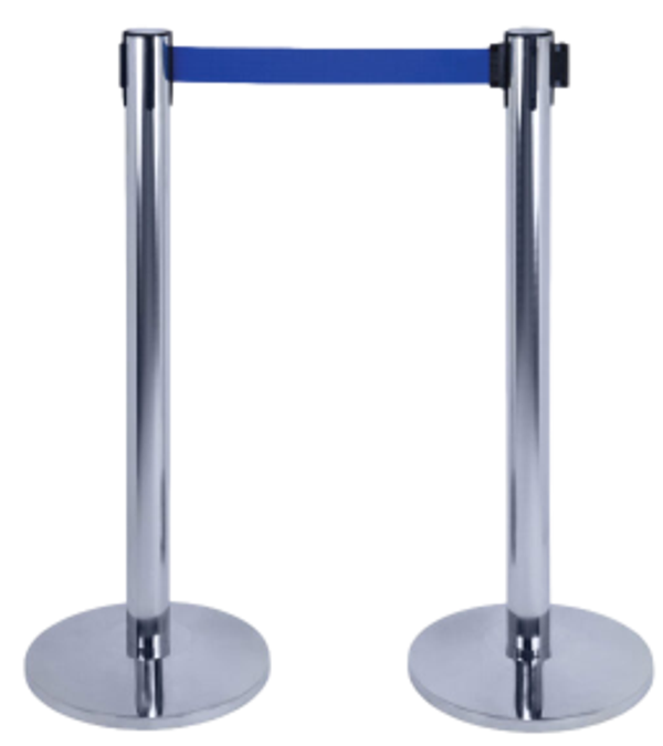 Colonna Inox con nastro retraibile / Blu / cm.36 / h cm.95 / 2Mt. / 1 pezzo / ALFAALFA /