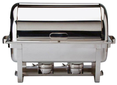 Scaldavivande / Bacinella GN 1/1 / Coperchio Rolltop / Vaschetta acqua / 2 portabruciatori / 1 pezzo / SWISS MAESTRO