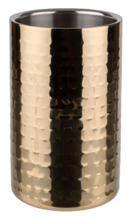 Refrigeratore bottiglia / Acciaio inox a doppia parete superficie martellata / Oro / H cm.20 / diam. cm.10-12 / 1 Pezzo / APS GOLD