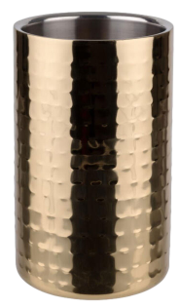 Refrigeratore bottiglia / Acciaio inox a doppia parete superficie martellata / Oro / H cm.20 / diam. cm.10-12 / 1 Pezzo / APS GOLD