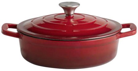 AGAP/23435 - 5 STARS Casseruola Bassa con coperchio Ghisa 2 manici Cm 28 H7 3lt (1)