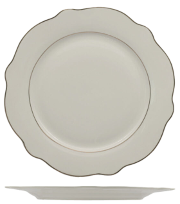 FENIXE GRACE FILO ORO / Piatto piano / Porcellana / diam. cm.26,7 / 6 pezzi