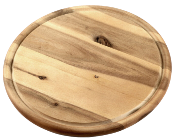 Tagliere Tondo - Legno di acacia cm.25 H cm.1,5 con scanalatura (1) - Cod. AGAP/24136