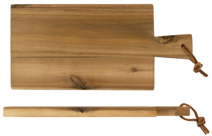 Tagliere Rettangolare - Legno di acacia cm.35x18 H cm.1,5 con manico e cinturino in pelle, appendibile (1) - Cod. AGAP/24617