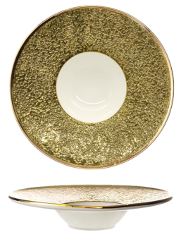 FENIXE INFINITY GOLD / Piatto Pastabowl / Porcellana / diam. cm.28 / int. diam. cm.12 / 3 pezzi
