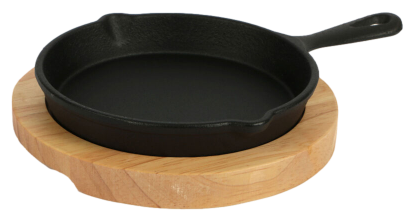 Casseruola a servire ghisa rotonda con base legno / diam. cm.14 / 1 Manico / 1 pezzo / PROFESSIONAL THINK
