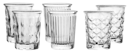 Bicchiere / Vetro / cl.3,4 / H cm.5,5 / diam. cm.4,4 / Conf. 6 pezzi 2 x tipo / ARCOROC NEW YORK