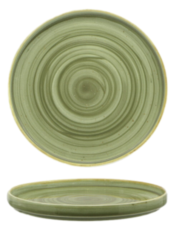 Piatto piano / Porcellana / Decorato a mano / Impilabile / diam. cm.26 / H cm.2,7 / 6 pezzi / SANGO KADEN MEADOW GREEN