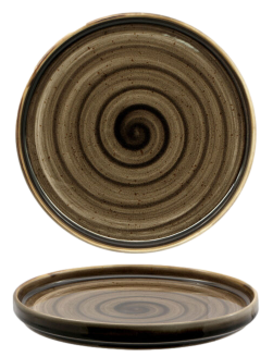 Piatto piano / Porcellana / Decorato a mano / Impilabile / diam. cm.26 / H cm.2,7 / 6 pezzi / SANGO KADEN WOODLAND BROWN